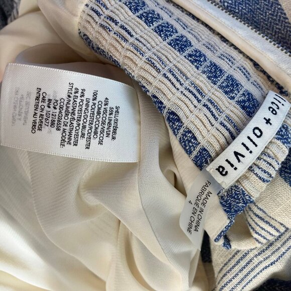 ALICE + OLIVIA BY STACEY BENDET Bauery Puff Sleeved Striped  Midi Dress $375 - Picture 11 of 12